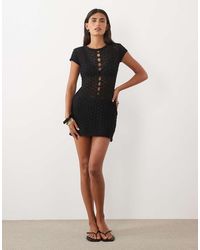Motel - Amila Sheer Knit Cut Out Dress - Lyst
