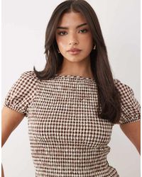 ASOS - Shirred Puff Sleeve Top - Lyst