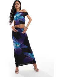 Kaiia - Mesh Column Maxi Skirt Co-Ord - Lyst