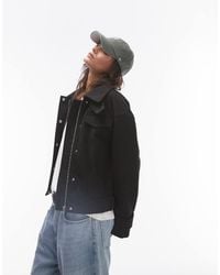 TOPSHOP - Wool Look Bomber Jacket With Tab Detail - Lyst