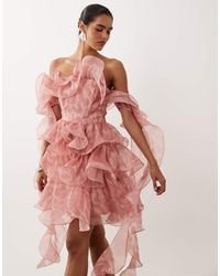 ASOS - Textured Organza Wired Ruffle Off-shoulder Mini Dress - Lyst