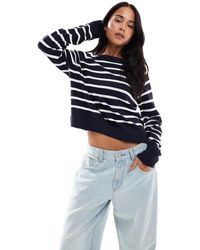 French Connection - Crew Neck Long Sleeve Striped Knit Jumper - Lyst