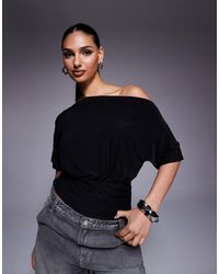 ASOS - Asymmetric One Shoulder Short Sleeve Top With Cinch Waist Detail - Lyst