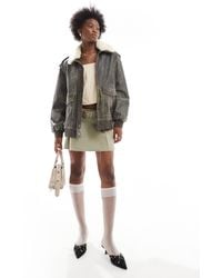 Urbancode - Blouson aviateur en cuir avec col imitation peau - Lyst