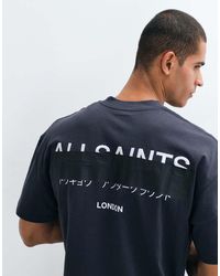 AllSaints - Redact Oversized Embroidered Logo T-Shirt - Lyst