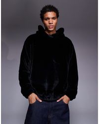 ASOS - – oversize-kapuzenpullover aus kunstpelz mit seitlichen eingriffstaschen - Lyst