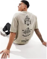 ASOS - T-shirt oversize épais avec imprimé paris au dos - gris délavé - Lyst