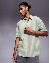 ASOS - Camisa Holgada A Rayas Verdes De -Azul - Lyst