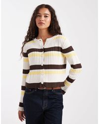 ASOS - – gerippte strickjacke mit en streifen - Lyst