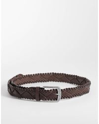 ASOS - Faux Leather Woven Belt With Western Pattern Silver Buckle - Lyst