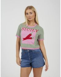 Brave Soul - Short Sleeve Checked Jaquard Jumper - Lyst