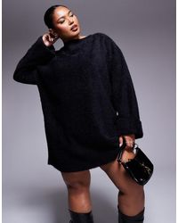 ASOS - Asos design curve – mini-strickkleid aus superweichem, flauschigen garn - Lyst