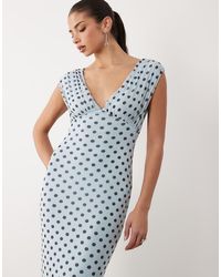 bershka blue polka dot dress Clarice' Polka Dot Midi Dress, Size S