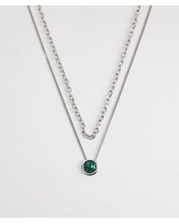 Reclaimed Vintage - Unisex Green Stone 2 Row Necklace - Lyst