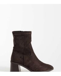 New Look - Faux Suede Heeled Sock Boot - Lyst