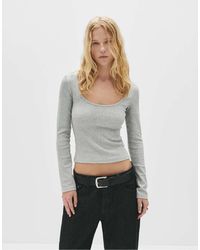 Pull&Bear - Ribbed Long Sleeve T-shirt - Lyst