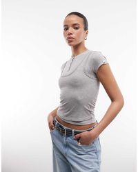 Collusion - Double Layer Short Sleeve Henley Neck Top - Lyst