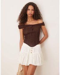 ASOS - Texture Off The Shoulder Short Sleeve Top With Tie Detail - Lyst