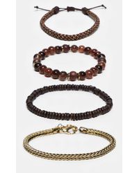 ASOS - Mixed Fabric Bead And Chain 4 Pack Bracelet - Lyst
