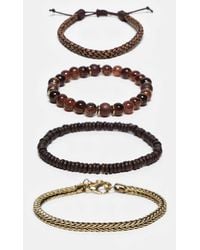 ASOS - – 4er-pack mehrfarbige festival-armbänder aus verschiedenen stoffen, perlen und kettendesign - Lyst