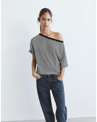 Pull&Bear - Asymmetric Short Sleeve T-Shirt - Lyst