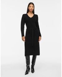 Vila - Sleeved Vigry V-neck Long Sleeve Medium Midi Dress - Lyst