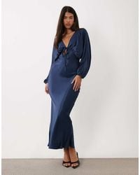 ASOS - Plunge Batwing Satin Maxi Dress - Lyst