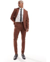 ASOS - Pantaloni da abito super skinny color pietra a quadri tono su tono - Lyst