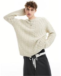 Collusion - Plated Mixed Cable Crew Neck Jumper - Lyst