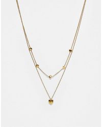 ASOS - Waterproof Stainless Steel Multi-row Necklace With Heart Pendant - Lyst