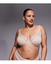 ASOS - Asos Design Curve Ella Moulded Microfibre Demi Pad Underwired Bra With Mesh Detail - Lyst