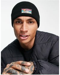 ASOS - Fisherman Ribbed Beanie With Rubber Logo - Lyst