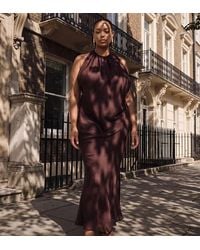 ASOS - Asos Design Curve Draped Halter Neck Maxi Dress With Knot Back Detail - Lyst