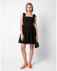 Lovedrobe - Palm Broderie Tie-Shoulder Mini Dress - Lyst