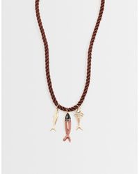 ONLY - Collier en corde avec breloques poisson - marron - Lyst