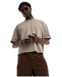 ASOS - T-shirt crop top oversize en tissu épais - marron délavé - Lyst