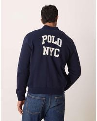 Polo Ralph Lauren - Varsity Back Print Zip Through Jersey Bomber - Lyst