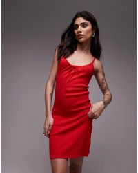 TOPSHOP - Vestido Corto Con Lazada Delantera De Punto Pointelle De - Lyst