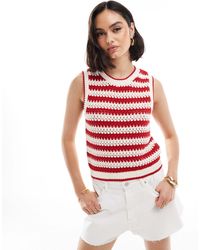 Stradivarius - – tanktop aus häkelstrick mit en streifen - Lyst