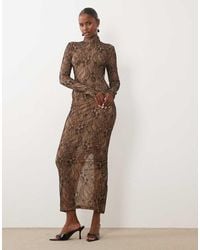 The Dolls House - L'ren Premium Lace High Neck Long Sleeve Maxi Dress - Lyst