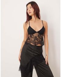 Motel - Kaika Plunge Lace Cami Top - Lyst