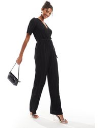 Vero Moda - Plisse Wrap Front Jumpsuit - Lyst
