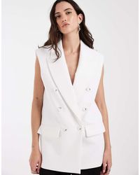 ASOS - Tailored Sleeveless Double Breasted Power Shoulder Blazer - Lyst