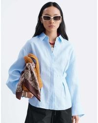 & Other Stories - Linen Shirt With Cinch Waist And Volume Sleeves - Lyst