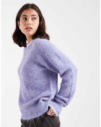 Pieces - Jersey Azul Con Ribete En Contraste De Punto De - Lyst