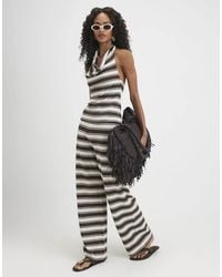 River Island - Stripe Wide Leg Trousers - Lyst