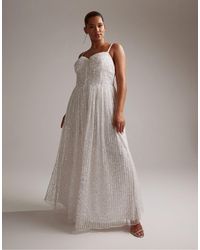 ASOS - Asos design curve - esme - vestito da sposa con corsetto decorato, spalline sottili e gonna a ruota - Lyst