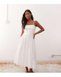 Miss Selfridge - Poplin Shirred Body Button Through Maxi Dress - Lyst