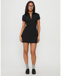 Princess Polly - Motley Cotton Button Through Cinch Back Detail Mini Shirt Dress - Lyst