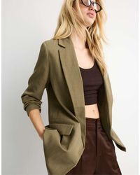 Stradivarius - Blazer Basic Rustico Oliva - Lyst